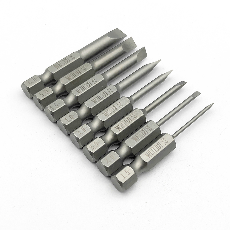 RJX 8pcs 1/4 Inch 6.35mm Length 50mm 1.5 / 2.0 / 2.5 / 3.0 / 4.0 / 4.5 / 5.0 /6.0mm Flat Head Screw driver 