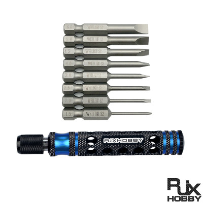 RJX 8pcs 1/4 Inch 6.35mm Length 50mm 1.5 / 2.0 / 2.5 / 3.0 / 4.0 / 4.5 / 5.0 /6.0mm Flat Head Screw driver 