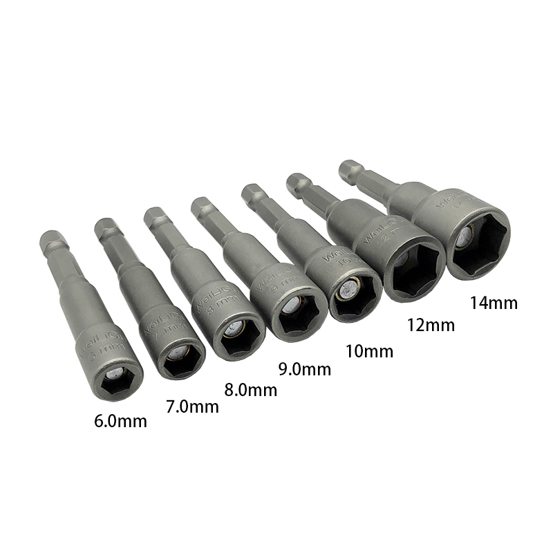 RJX 7pcs 1/4 Inch 6.35mm Length 65mm 6.0 / 7.0 / 8.0 / 9.0 / 10 / 12 / 14mm Nut Drivers
