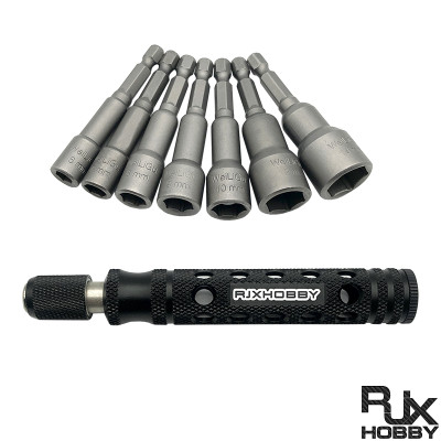 RJX 7pcs 1/4 Inch 6.35mm Length 65mm 6.0 / 7.0 / 8.0 / 9.0 / 10 / 12 / 14mm Nut Drivers