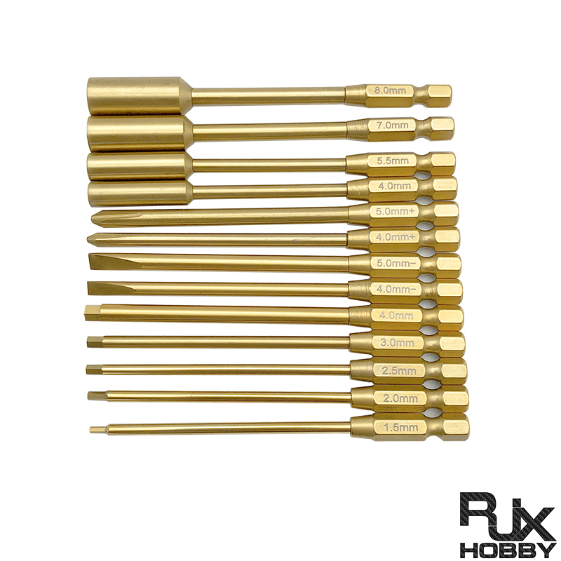 RJX 6.35mm  13pcs  Hex Nut Phillips Flat Screwdriver bits