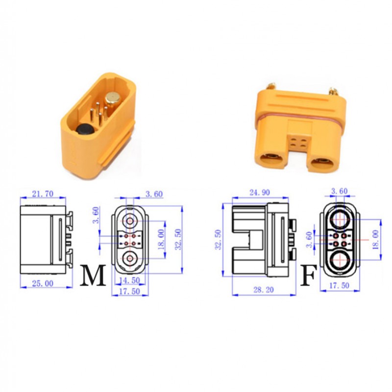RJX  1pair Amass AS150U Anti-sparking Plug Waterproof Connector with Signal Pin AS150U Male Female Plug