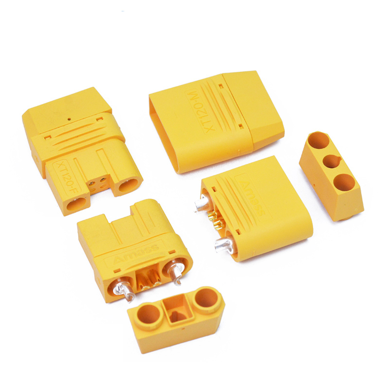 RJXHOBBY1Pair Amass XT120 Large Current Male Female Sheathed Plug Lipo Battery Connecting Adapter with Signal Pin for RC Drone