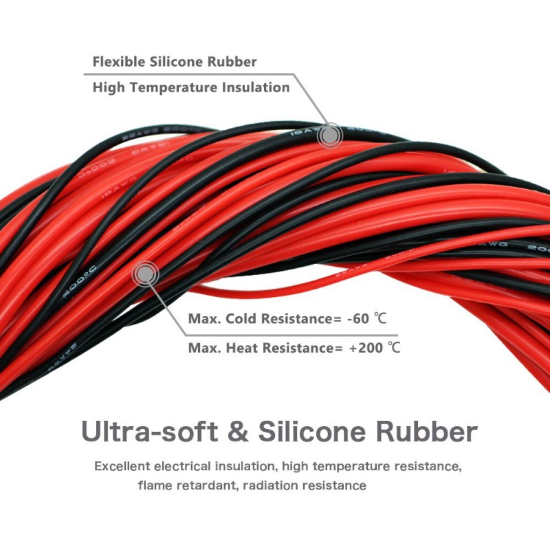 RJXHOBBY 100meters 6 8 10 12AWG Extra Soft Silicone Wire Cable