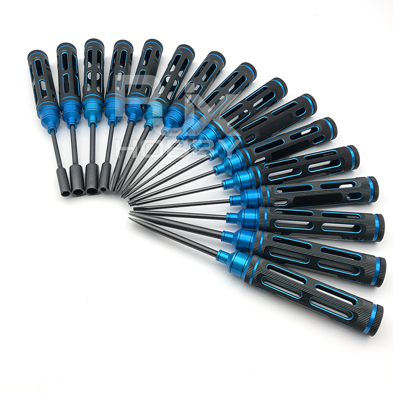 RJXHOBBY upgraded HSS titanized Hex /Nut/ Phillips/ Flat Screwdriver 16 pcs kits