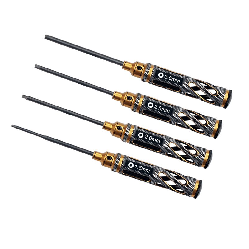 RJXHOBBY Supper Light Knurled Grip HSS titanized Hex /Nut/ Phillips/ Flat Screwdriver 16 pcs kits