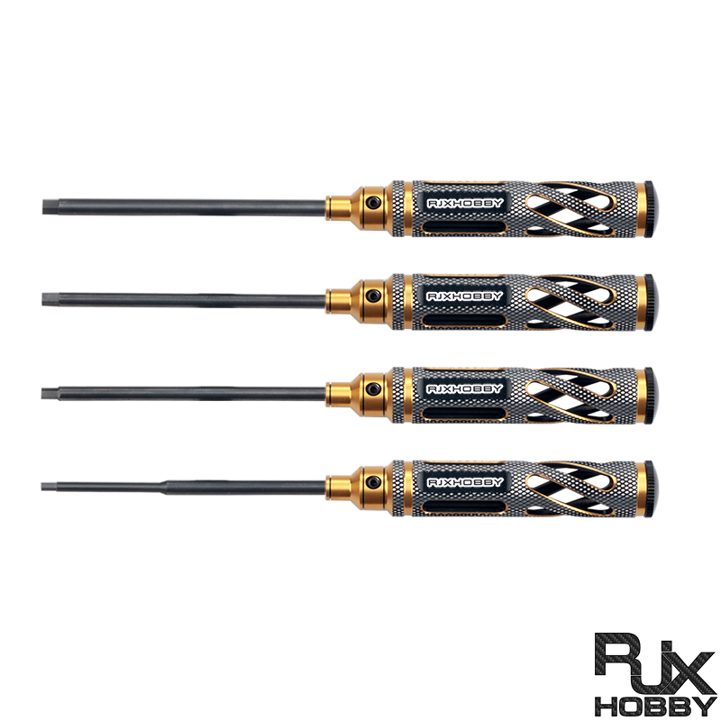 RJXHOBBY Supper Light Knurled Grip HSS titanized Hex Screw driver Tools 1.5mm / 2.0mm / 2.5mm / 3.0mm