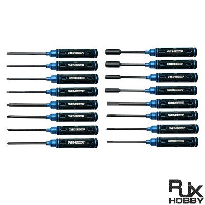RJXHOBBY upgraded HSS titanized Hex /Nut/ Phillips/ Flat Screwdriver 16 pcs kits