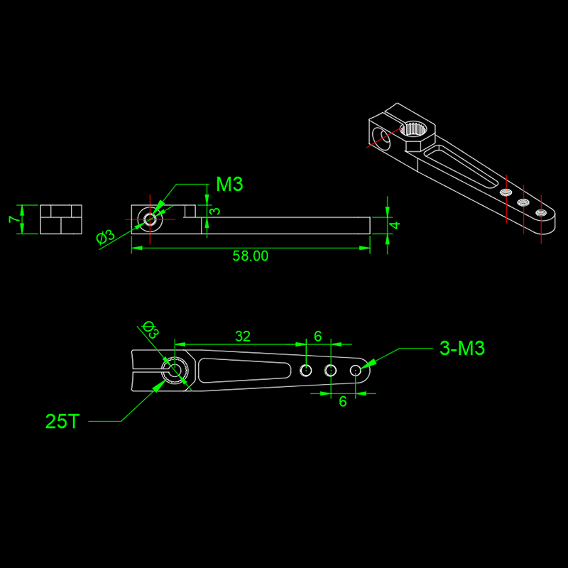 RJX 1pcs 25T CNC Metal Servo Arm For Futaba Servo