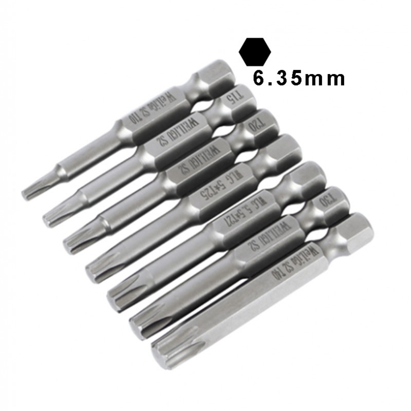 RJX 1/4" 6.35mm  Plum Magnetic Screw Driver Bits Sets T3 , T4 , T5 ,T6 ,T7 ,T8 ,T9 ,T10 ,T15 ,T20 ,T25 ,T27 ,T30 ,T40 Hex Shank