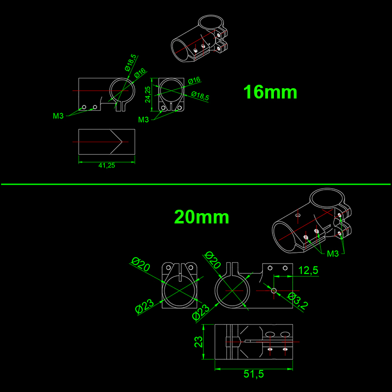RJXHOBBY 1pcs Landing Gear Aluminum Alloy Tee Tripod 16 18 20 25mm Carbon Fiber Tube Connector For Agriculture Drone UAV