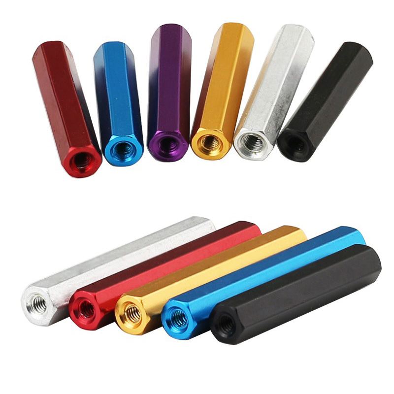 RJX 50pcs M2.5 Aluminum Female Threaded Sleeve Bushing Hex Standoff Pillars Connector Nuts