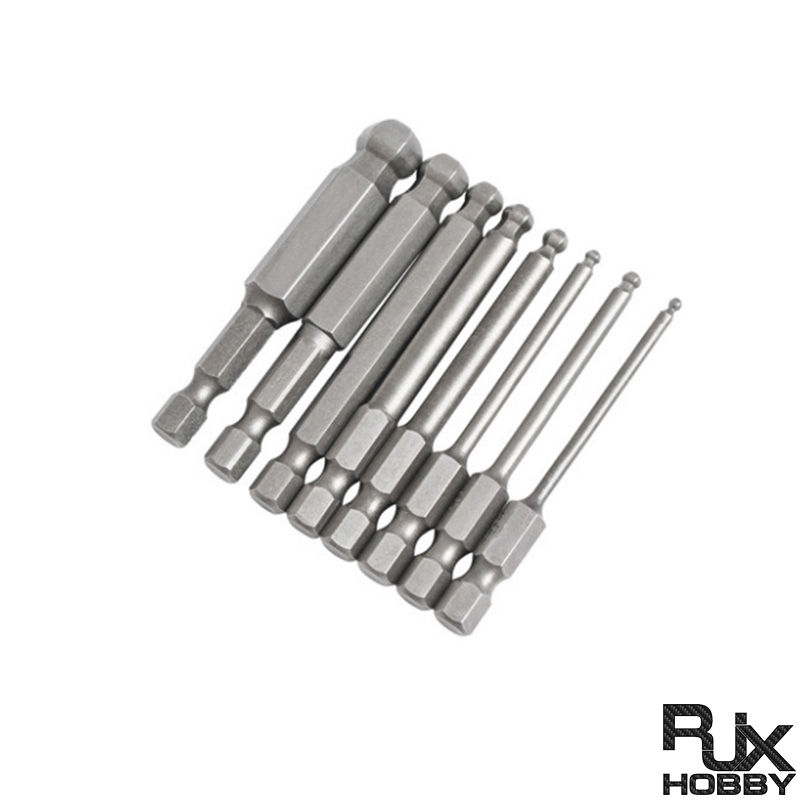 RJX 8pcs S2 1/4 Inch 6.35mm Ball Point Bits Set Screwdriver Bit Ball End Hex Allen Bit wrench Tool