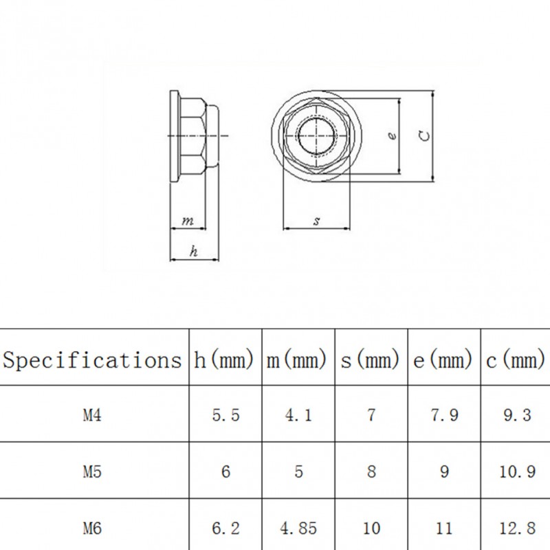 RJX CW CCW 50pcs M4 M5 M6 Lock Nuts Flanged Nylon Insert Aluminum Alloy Self-Locking Nuts