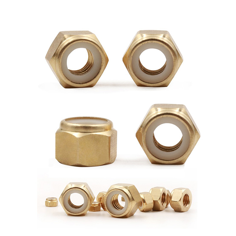 RJX 20pcs M2 M3 M4 M5 M6 M8 Copper Lock nut Hexagon Self-Locking Screw Cap Brass Nylon nut