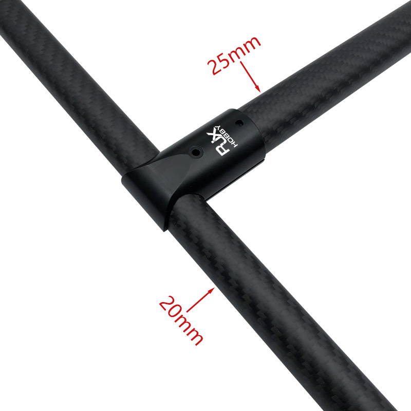 RJX 1pcs Landing Gear Aluminum Alloy Tee Tripod 25 to 20mm Carbon Fiber Tube Connector For Agriculture Drone UAV