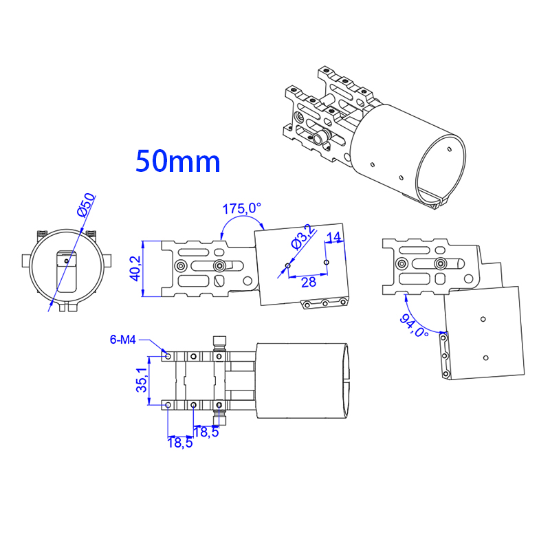 RJX V3 Z16 / Z20 / Z35 / Z40 /Z50 CNC Aluminum Folding down Arm Tube for RC Quadcopter Drone