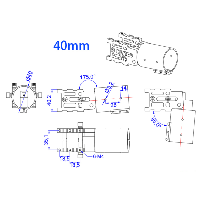 RJX V3 Z16 / Z20 / Z35 / Z40 /Z50 CNC Aluminum Folding down Arm Tube for RC Quadcopter Drone