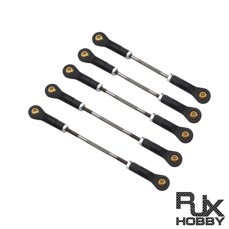 RJXHOBBY 5pcs M3 Adjustable Push Rod & Ball Joint Linkage Set Assembly Servo Connecting Rod for RC Aircraft Boat Part