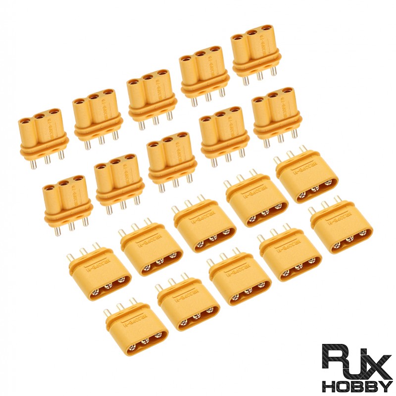 RJX 10 Pairs Amass MR30PB plug circuit board with XT30 3-pin  for model aircraft battery connectors 