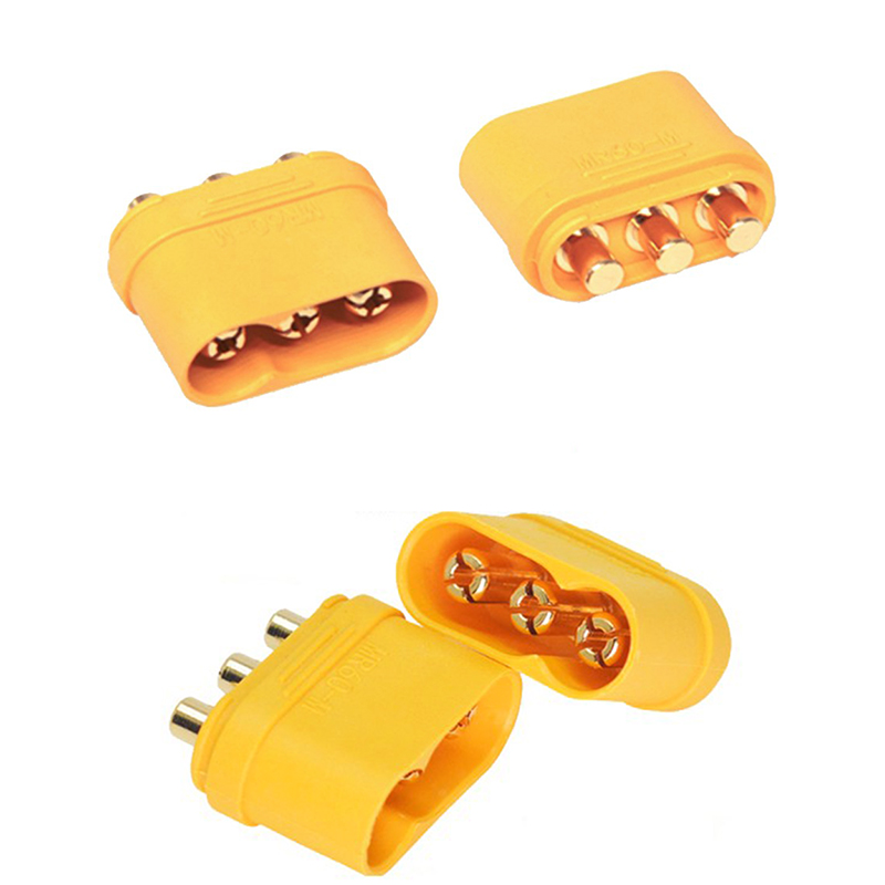 RJX10PCS Amass MR60PB Male Three-core 3 Core Plug T Plug Interface Connector Gold Plated for RC Drone Models Battery Parts