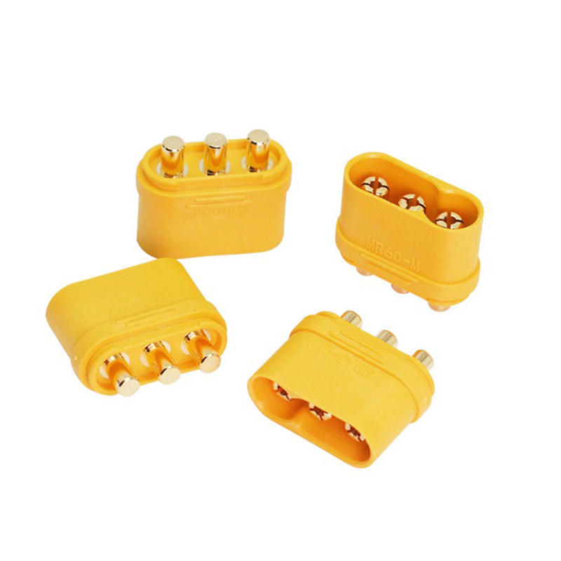 RJX10PCS Amass MR60PB Male Three-core 3 Core Plug T Plug Interface Connector Gold Plated for RC Drone Models Battery Parts