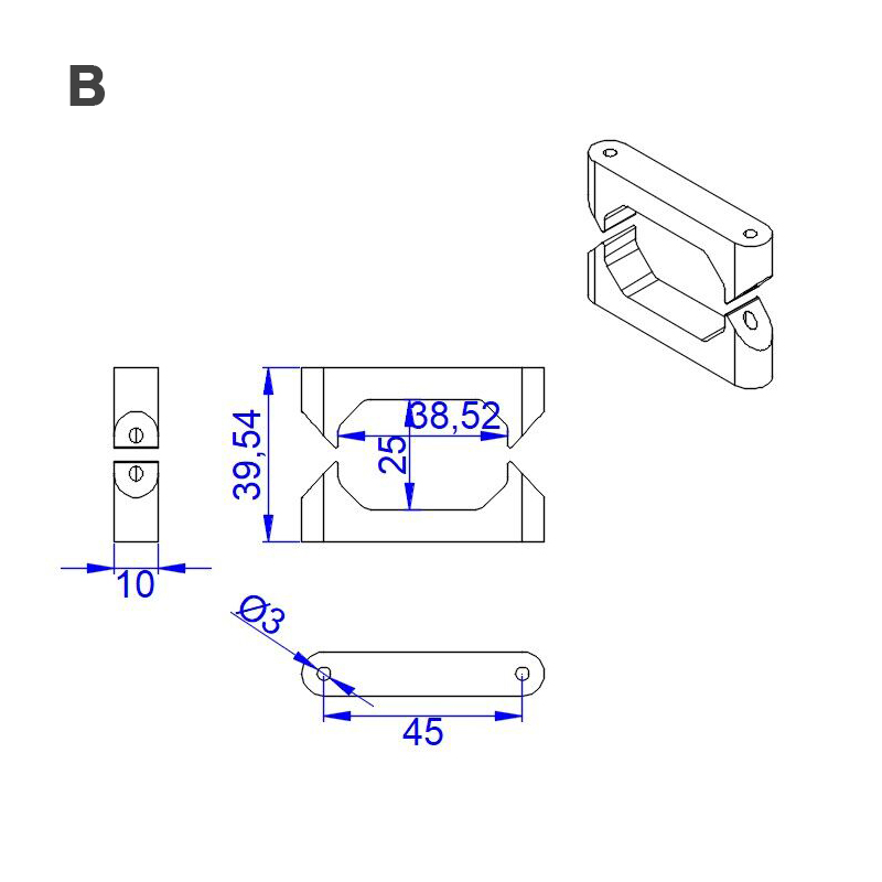 RJX 25x38mm octagonal shape Tube and Tube Clamp