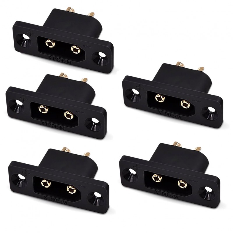 RJXHOBBY 5pcs Amass XT90E-M Brass Gold Plated Male Connector with Dust-proof Cover PVC Plug Protective Sleeve Cap