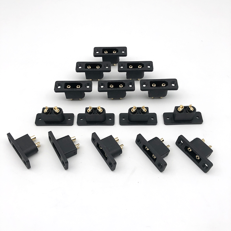 RJXHOBBY 5pcs Amass XT90E-M Brass Gold Plated Male Connector with Dust-proof Cover PVC Plug Protective Sleeve Cap