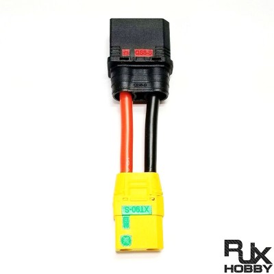 RJX 1pcs QS8-S Male to XT90S Plug Female Connector with 10AWG 50mm Wire