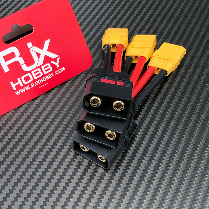 RJX 1pcs QS8-S Male to XT90 Plug Female Connector with 10AWG 50mm Wire