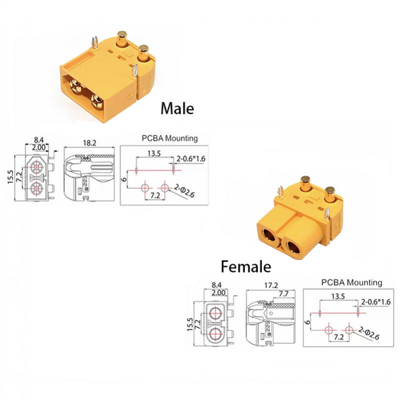 RJX 5Pair  Amass XT60PW X Brass Gold Banana Bullet Male Female Connectors Plug Connect Parts for RC Lipo Battery PCB Board