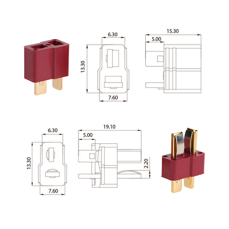 RJX 5pair Amass AM-1015 Male and Female Dean Connector T plug For ESC RC Lipo Battery