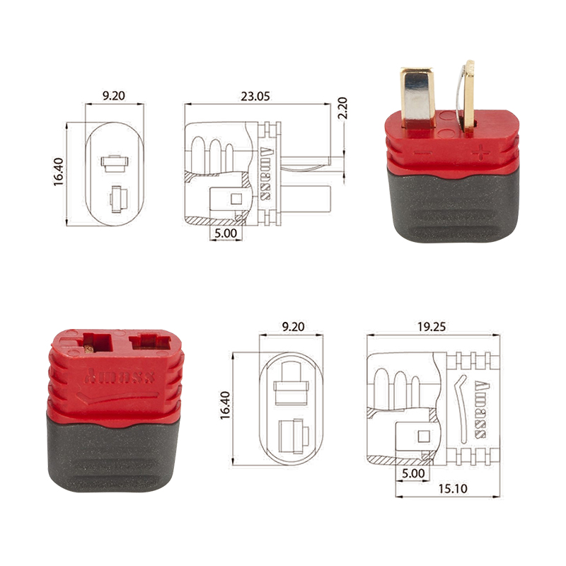 RJX 5Pair Amass AM-1015E T-plug Battery Connector Set Male Female for FPV LiPo Battery RC model