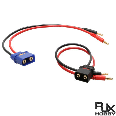 RJX 1pcs 4mm Banana Male Plug to QS8-S Connector 12AWG Silicone Wire 30cm Adapter Line 