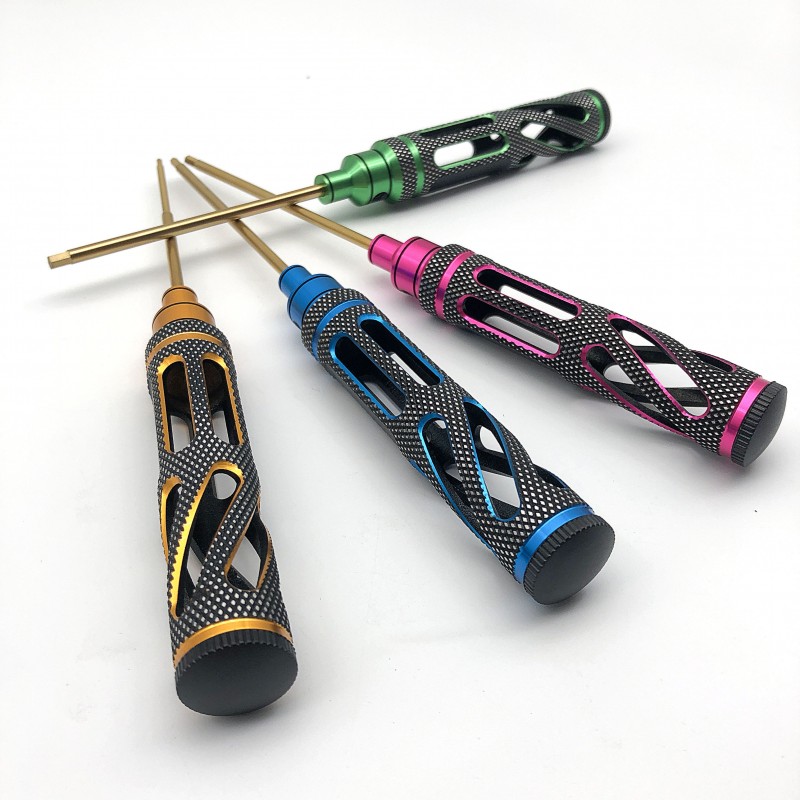 RJXHOBBY Blue Supper Light Knurled Grip HSS titanized Hex Screw driver Tools 1.5mm / 2.0mm / 2.5mm / 3.0mm