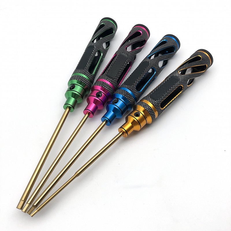 RJXHOBBY Blue Supper Light Knurled Grip HSS titanized Hex Screw driver Tools 1.5mm / 2.0mm / 2.5mm / 3.0mm