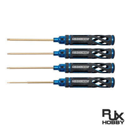 RJXHOBBY Blue Supper Light Knurled Grip HSS titanized Hex Screw driver Tools 1.5mm / 2.0mm / 2.5mm / 3.0mm