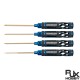 RJXHOBBY Blue Supper Light Knurled Grip HSS titanized Hex Screw driver Tools 1.5mm / 2.0mm / 2.5mm / 3.0mm