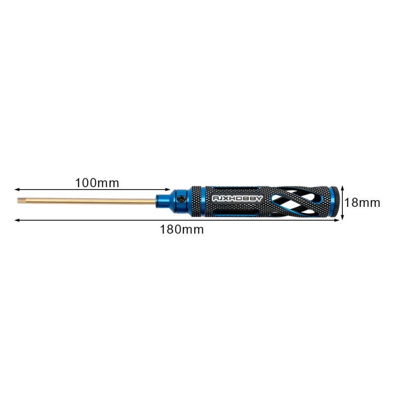 RJXHOBBY Blue Supper Light Knurled Grip HSS titanized Hex Screw driver Tools 1.5mm / 2.0mm / 2.5mm / 3.0mm