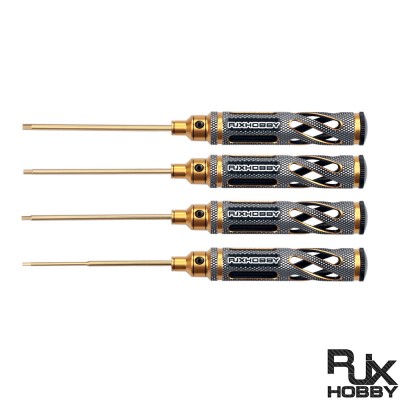 RJXHOBBY Gold Supper Light Knurled Grip HSS titanized Hex Screw driver Tools 1.5mm / 2.0mm / 2.5mm / 3.0mm