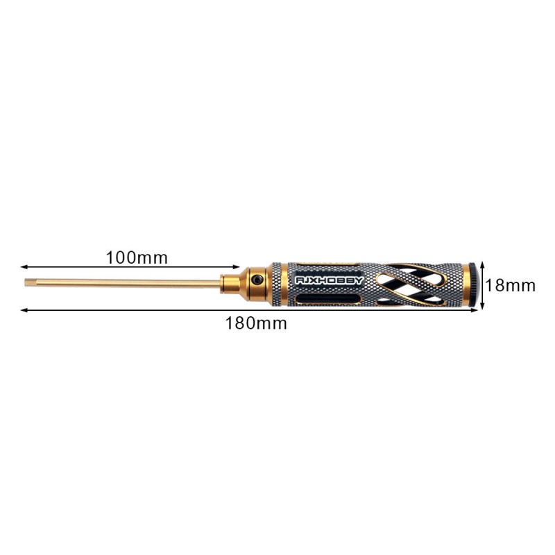 RJXHOBBY Gold Supper Light Knurled Grip HSS titanized Hex Screw driver Tools 1.5mm / 2.0mm / 2.5mm / 3.0mm