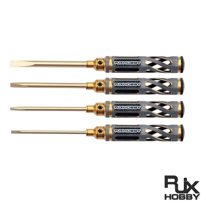 RJXHOBBY 4pcs HSS titanized Flat Head Screw driver Tools 3.0mm  4.0mm  5.0mm  5.8mm for RC Models Car Boat Airplane