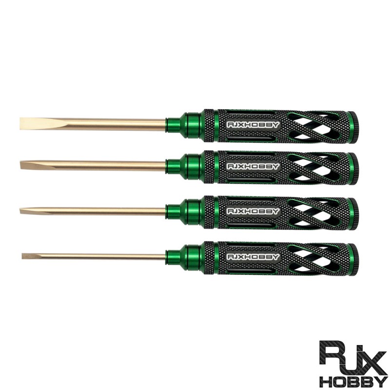 RJXHOBBY 4pcs HSS titanized Flat Head Screw driver Tools 3.0mm  4.0mm  5.0mm  5.8mm for RC Models Car Boat Airplane