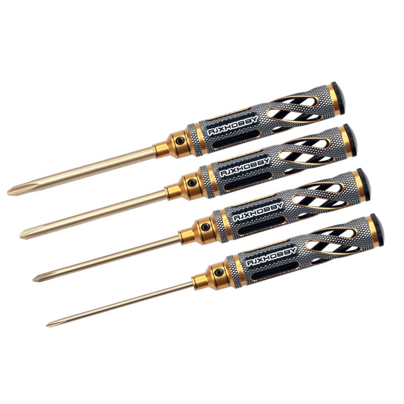RJXHOBBY 4pcs HSS titanized Phillips Screwdriver Tools 3.0mm 4.0mm 5.0mm 5.8mm for RC FPV Car Boat Airplane