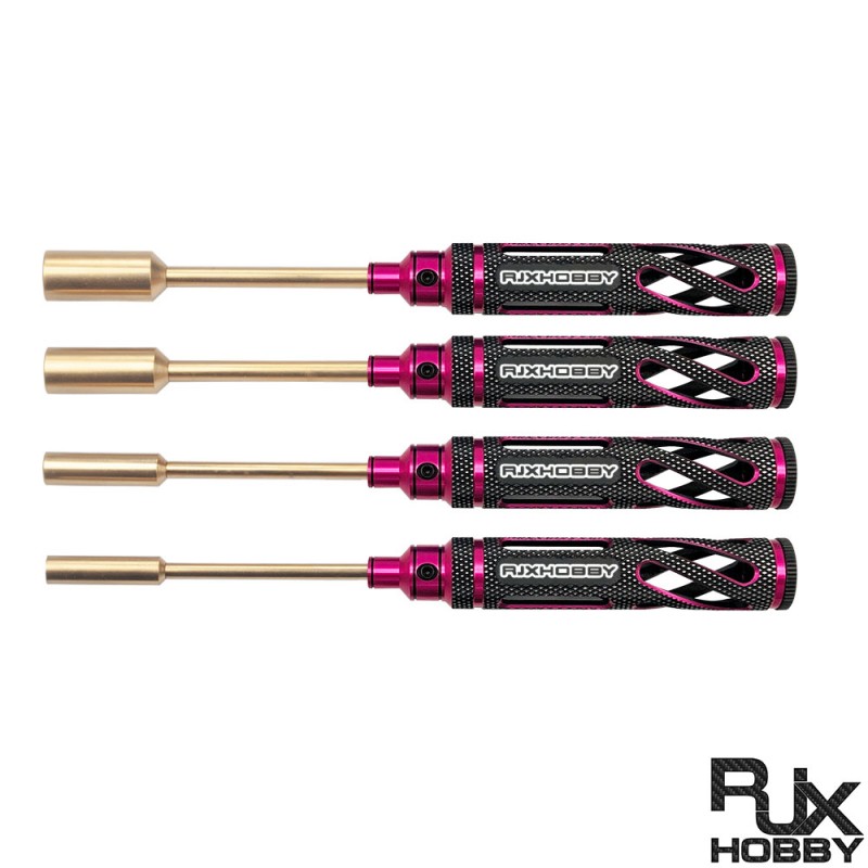 RJX Pink Supper Light Knurled Grip HSS titanized 4.0 5.5 7.0 8.0 Nut Drivers for FPV RC Models Car Boat Airplane