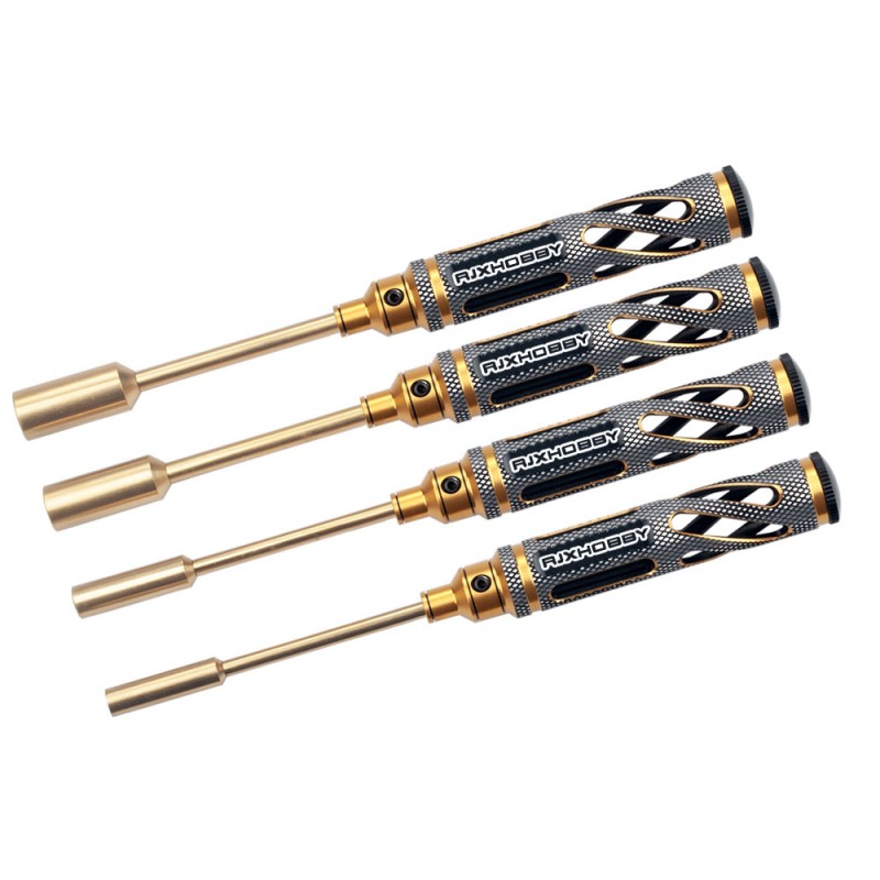 RJX Gold Supper Light Knurled Grip HSS titanized 4.0 5.5 7.0 8.0 Nut Drivers for FPV RC Models Car Boat Airplane