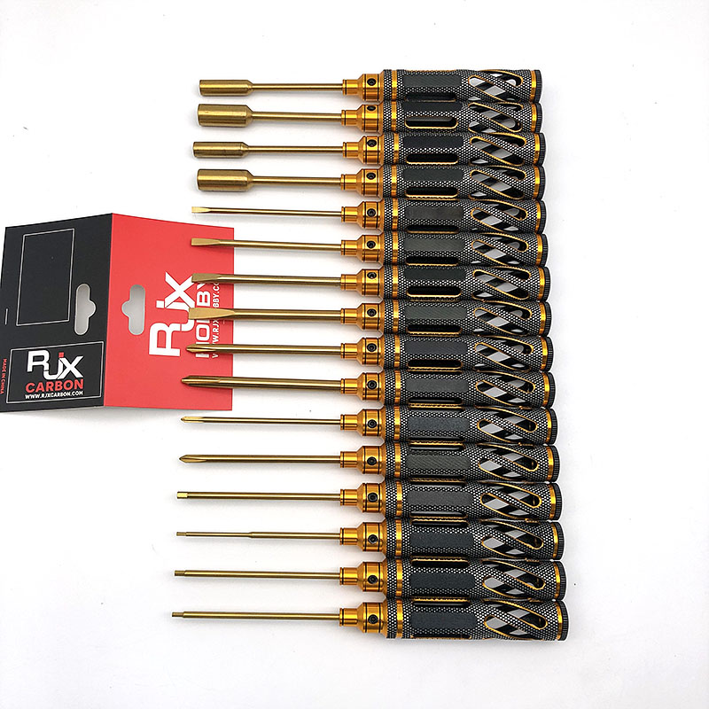 RJXHOBBY 4pcs HSS titanized Flat Head Screw driver Tools 3.0mm  4.0mm  5.0mm  5.8mm for RC Models Car Boat Airplane