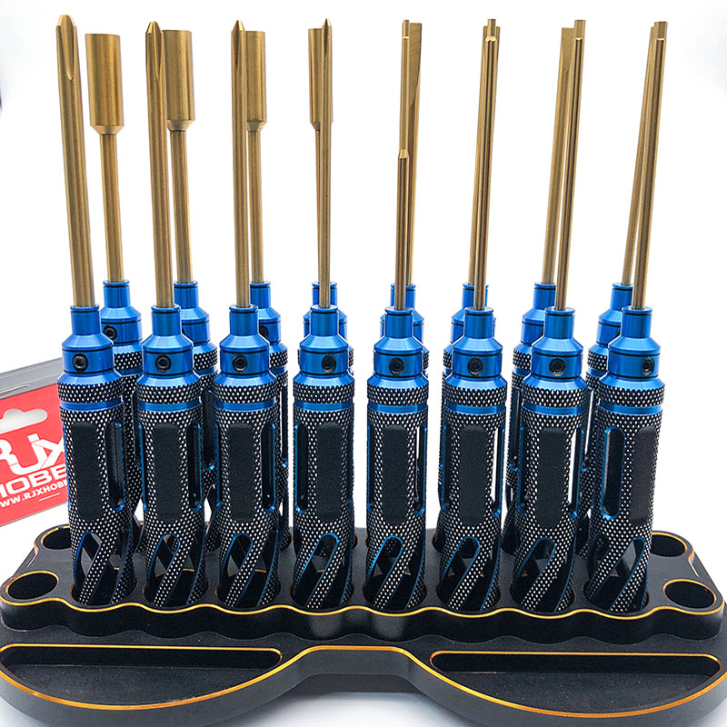 RJXHOBBY Blue Supper Light Knurled Grip HSS titanized Hex Screw driver Tools 1.5mm / 2.0mm / 2.5mm / 3.0mm
