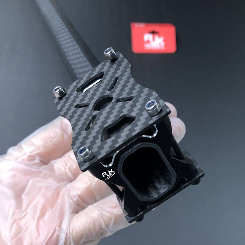 RJX 1Sets 3K Carbon Fiber Tube Clamp+Motor Mount Fixture Clip Holder Bracket for 25X38mm / 20x30mm Octagon Carbon Fiber Tubes